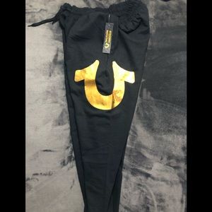True religion Gold Foil Horseshoe Joggers
